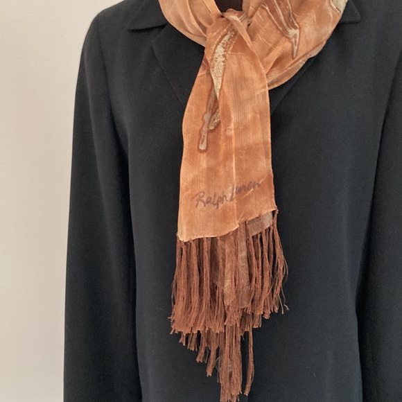 Ralph Lauren chiffon silk long scarf with fringe - Picture 5 of 16